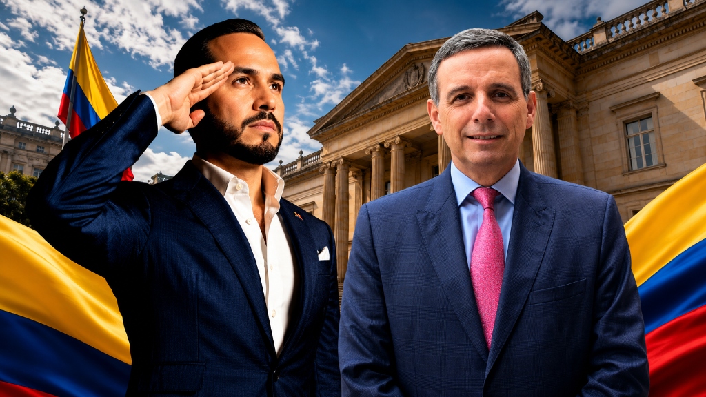 Abelardo de la Espriella saluta la bandera con Miguel Gómez Martínez frente a Palacio de Nariño